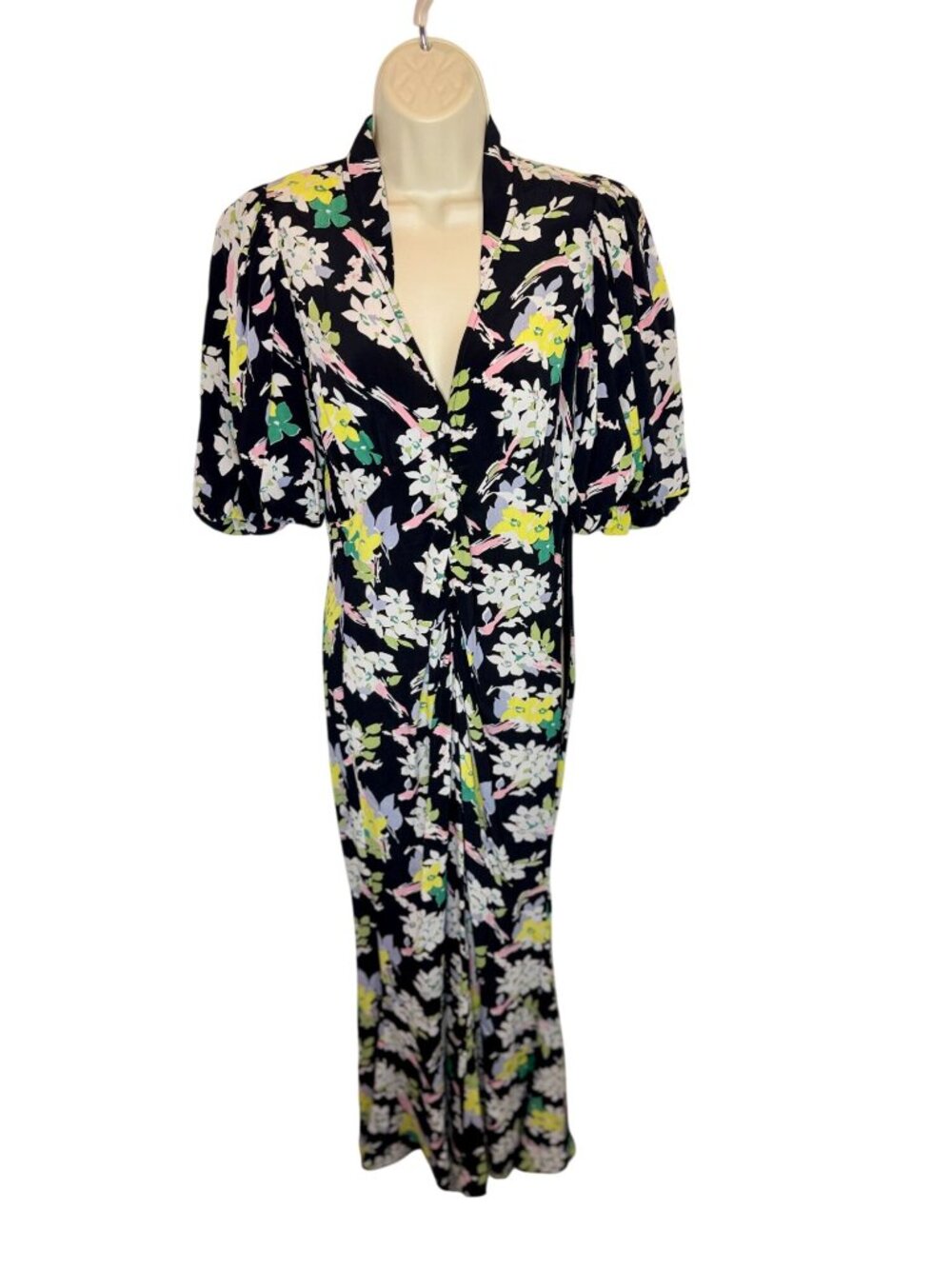 byTiMo floral puff sleeve crepe maxi dress - Size S - Picture 2 of 8